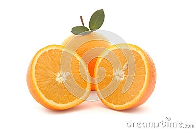 Orange with two halves Stock Photo