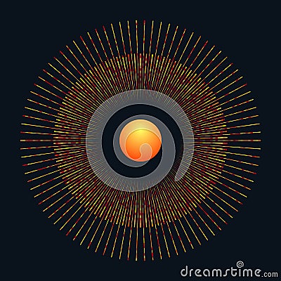 Orange abstract background with cirle and lines. Logo, icon or tattoo template design Vector Illustration
