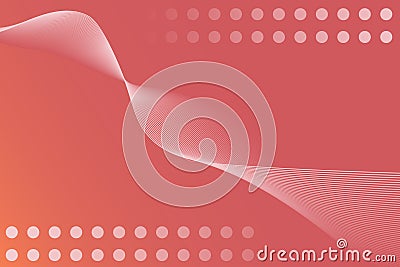Orange abstract background with wavy lines and dots. Designer stylish poster, cover, fond. Vector illustration. Vector Illustration