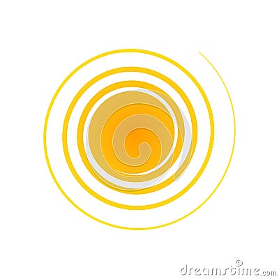 Orange abstract circle banner Element for design in the form of the sun with spiral rays halftone Decorative isolated symbol Vector Illustration