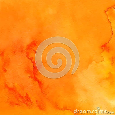 Orange abstract hand drawn watercolor background. Aquarelle backdrop Vector Illustration