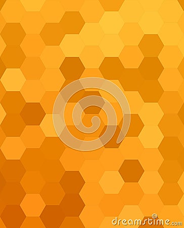 Orange abstract hexagonal honey comb background Vector Illustration