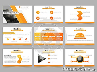 Orange Abstract presentation templates, Infographic elements template flat design set for annual report brochure flyer leaflet Vector Illustration