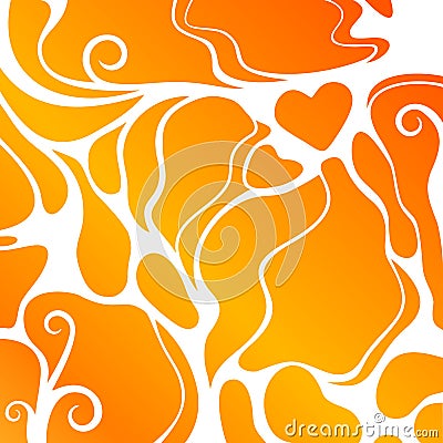 Orange abstract shape background with heart Vector Illustration