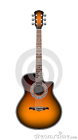 Orange acoustic guitar Vector Illustration