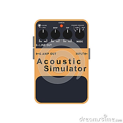 Orange Acoustic simulator guitar stomp box effect. Vector Illustration