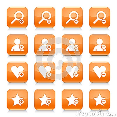 Orange additional sign square icon web button Vector Illustration