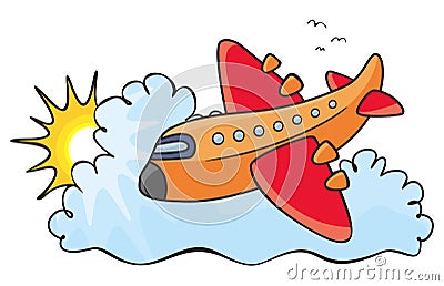 Orange aeroplane Vector Illustration