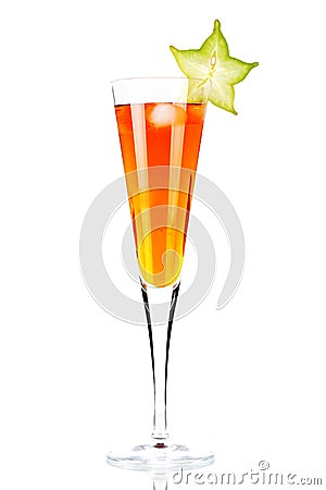 Orange alcohol cocktail with carambola Stock Photo