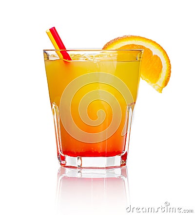 Orange alcohol cocktail with orange fruit slice Stock Photo