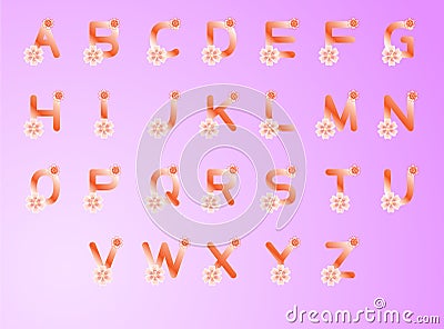 Orange alphabet with flowers Stock Photo