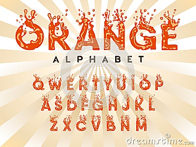 Orange alphabet - liquid letters set, vector illustration Vector Illustration