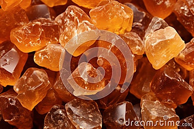Orange, amber color of raw dried gum arabic pieces Stock Photo