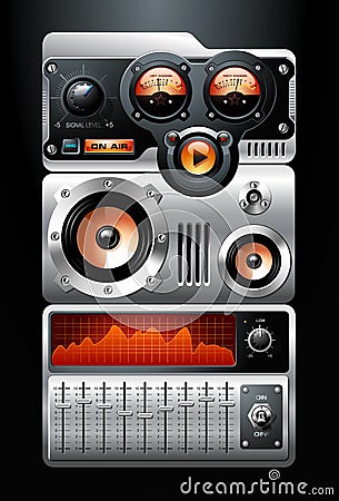 Orange Analog MP3 Player Vector Illustration