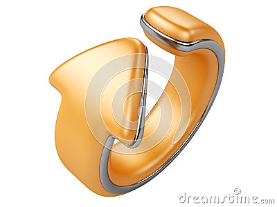 Orange arrow bend in a ring. direction forward Cartoon Illustration