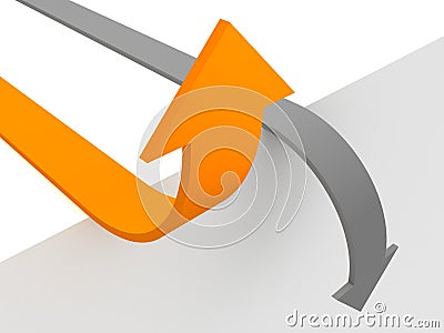 Orange arrow up and gray arrow down. success conce Stock Photo