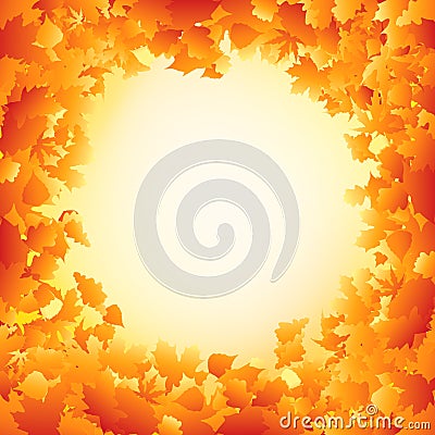 Orange autumn leaves frame design. EPS 8 Vector Illustration