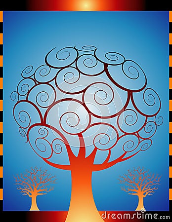 Orange autumn trees Vector Illustration