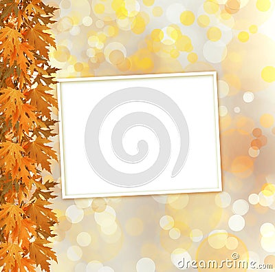 Orange autumnal branch of tree on abstract background Stock Photo