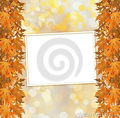 Orange autumnal branch of tree on abstract background Stock Photo