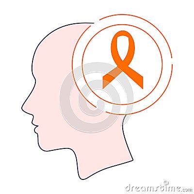 Orange awareness ribbon icon Vector Illustration