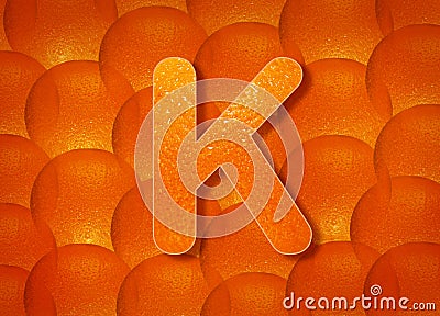 Orange background with alphabetic letters a to z and numbers 1 to 0 Stock Photo