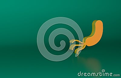 Orange Bacteria icon isolated on green background. Bacteria and germs, microorganism disease causing, cell cancer Cartoon Illustration