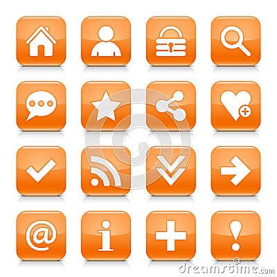 Orange basic sign rounded square icon web button Vector Illustration