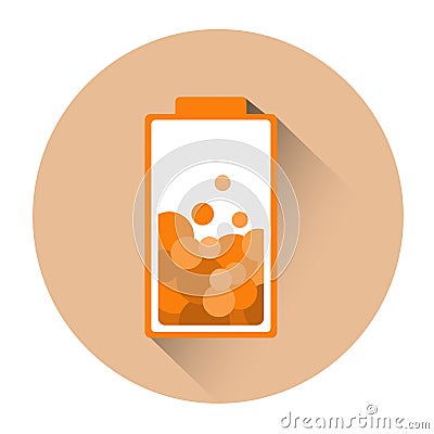 Orange Battery Half Charge Icon Vector Illustration