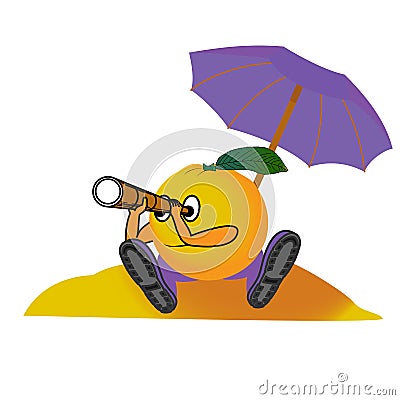 Orange on the beach Vector Illustration