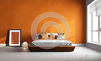 Orange bedroom Stock Photo