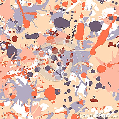 Orange beige grey ink seamless pattern Vector Illustration