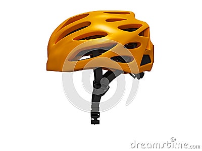 Orange bicycle helmet left view 3d render on white background no shadow Stock Photo