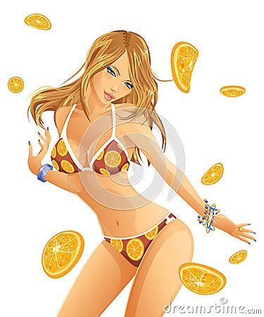 Orange bikini Vector Illustration