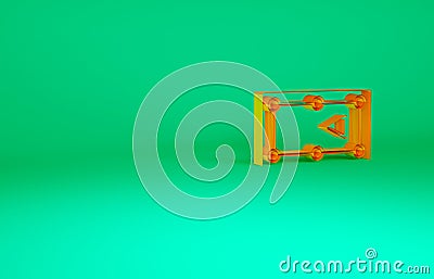 Orange Billiard table icon isolated on green background. Pool table. Minimalism concept. 3d illustration 3D render Cartoon Illustration