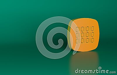 Orange Binary code icon isolated on green background. Minimalism concept. 3D render illustration Cartoon Illustration