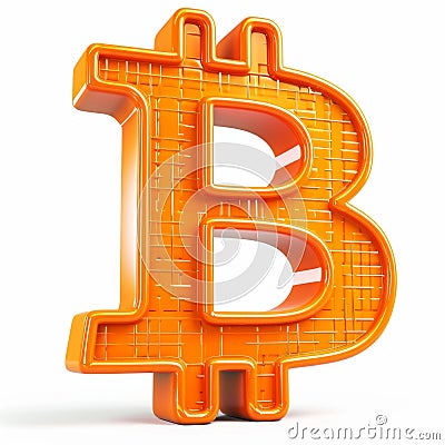 Orange Bitcoin Sign isolated on White Background. Stock Photo