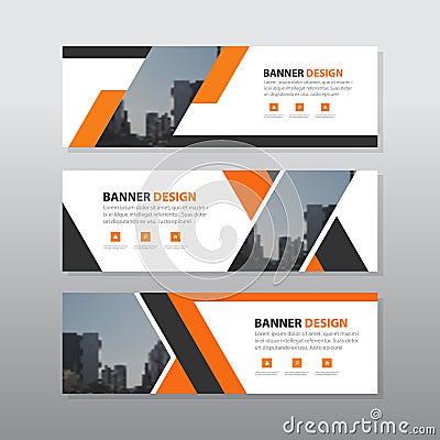 Orange black abstract corporate business banner template, horizontal advertising business banner layout template flat design set Vector Illustration