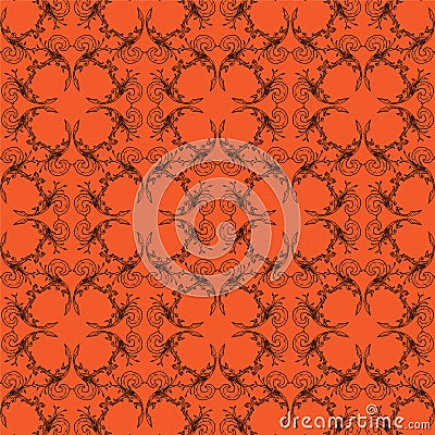 Orange black halloween scroll background pattern Vector Illustration