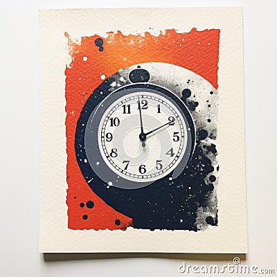 Orange And Black Polaroid Clock Print By Gorilla Liz Stock Photo