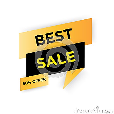 Orange and black 50% Sale banner template design. Big sale special offer. 50 percent black ribbon special offer vector Vector Illustration