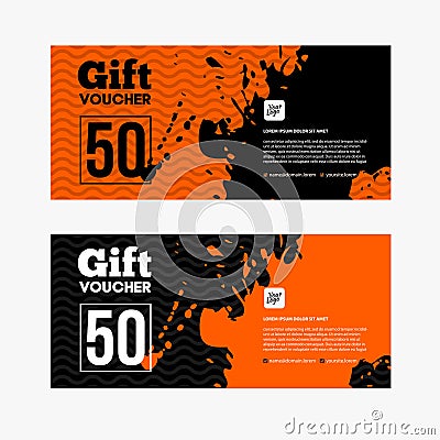 Orange and black Sale coupon Vector Illustration