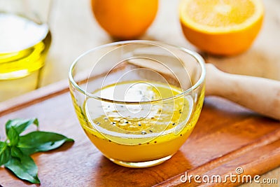 Orange with Black sesame vinaigrette Stock Photo