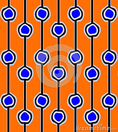 Orange and blue textile fabric pattern design raster image Stock Photo