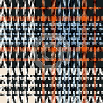 Orange blue plaid pattern vector. Large seamless dark bright tartan check plaid graphic background for blanket, throw, duvet cover Vector Illustration