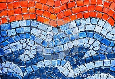 Orange and blue smalt mosaic Stock Photo