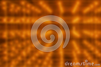 Orange blurred fantastic background with perspective, light bulbs diodes, cosmic glow, computer design, modern trend Stock Photo