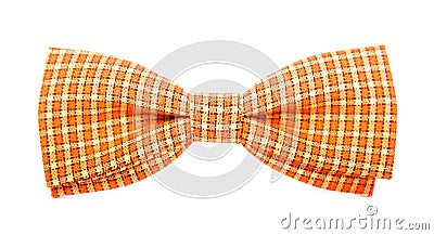 Orange bow tie with white stripes Stock Photo