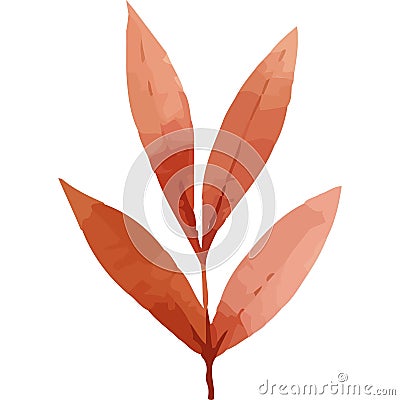 orange branch with leafs plant watercolor style Stock Photo