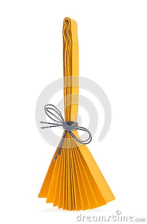 Orange broom of origami Stock Photo